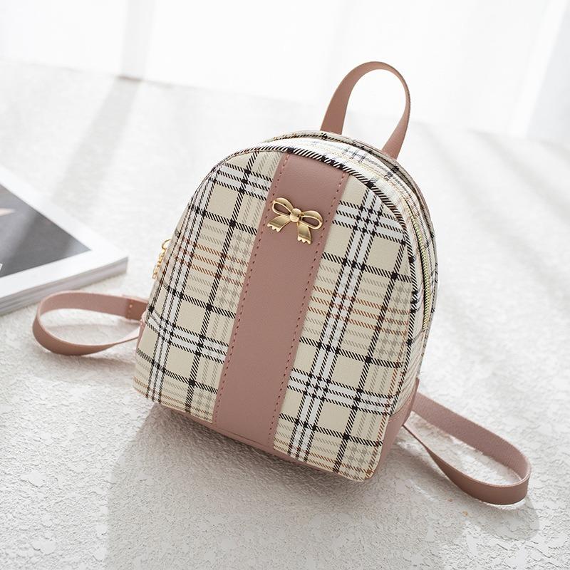 Personalized contrasting colors, fashionable plaid backpack, women's trendy single shoulder portable large-capacity cosmetic bag