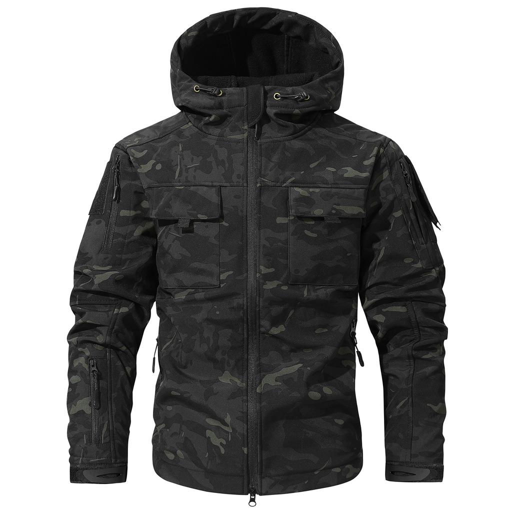 Men'S Loose Jacket Fashionable Multi Pocket Hooded Jacket