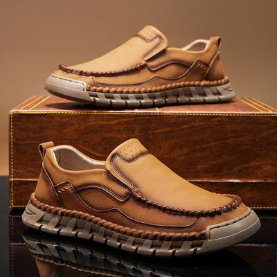 ModeLässig Leder Herrenschuhe Neue Mode Herren Wanderschuhe Handgefertigt Retro Freizeit Slipper Vintage Stil Rutschfestes Outdoor Schuhwerk