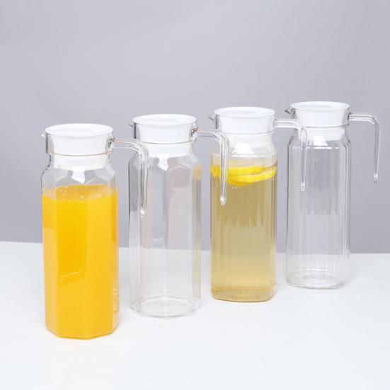 Cold Water Pitcher 1.1L Large Capacity Transparent Drink Dispenser Seal Pitcher with Lid Spout Lemonade Juice Beverage Jar for Hot Cold Drinks