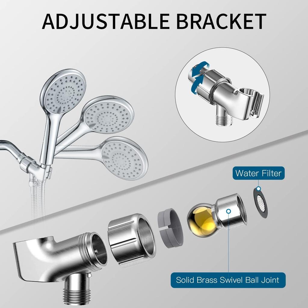 DOILIESE Shower Heads with Handheld Spray 5-Mode Hand Held Shower Head with Long Hose, High Pressure and Detachable, with Hose 60 Inch, Chrome