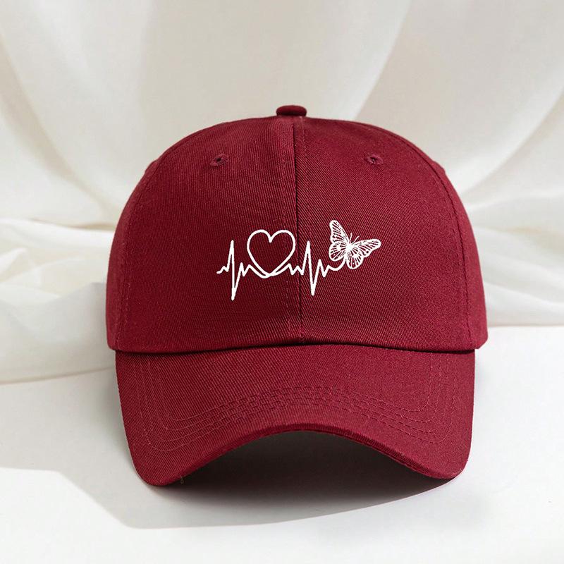 Printed Love Butterfly Baseball Cap, Seasonal Outdoor Duckbill Cap, Breathable and Adjustable Golf Sun Hat