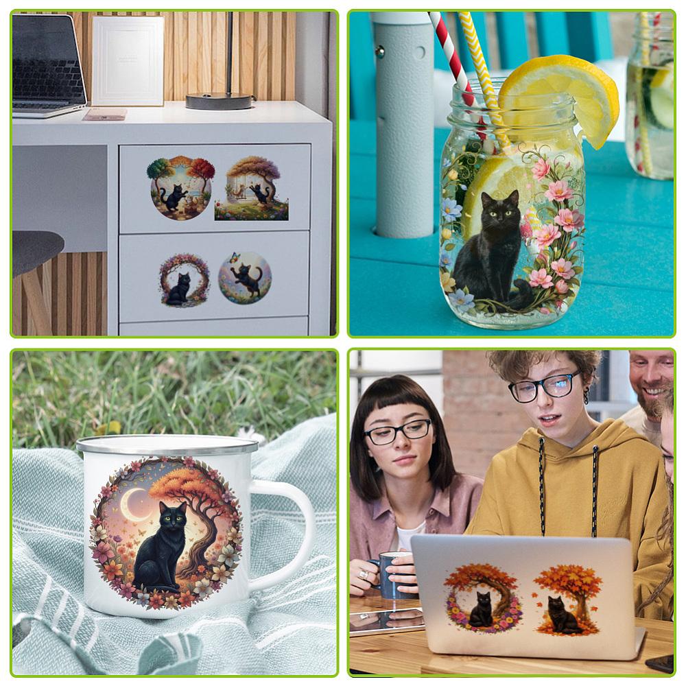 10Pcs PVC DIY Heat Transfer Paper for UV Sublimation Cup Cat Shape 240x110mm