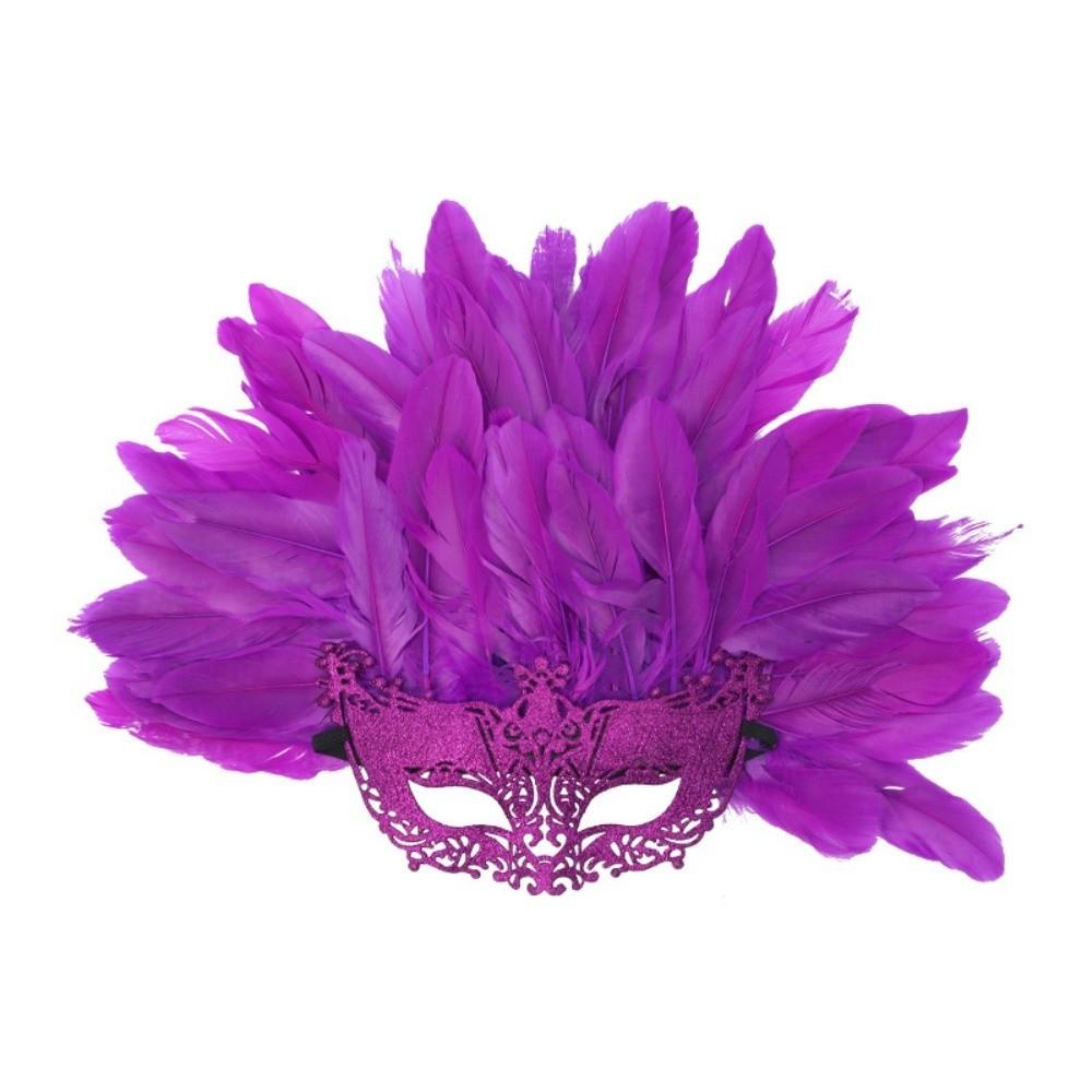 New Novelty Feather Masquerade Mask Detachable Hyperbole Feather Lily Half-face Masks Carnival Masquerade Mask фиолетовый