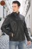 Men's Stand Collar Genuine Lambskin Jacket Black Zippered Stylish Leather Coat for Daily and Business Use