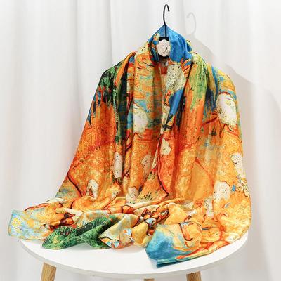 Sciarpe in Raso Broccato Tensili Sciarpe in Seta Stampate Mantelline Estive da Donna Protezione Solare Stole di Pashmina di Lusso Sciarpe in Raso 180*90cm
