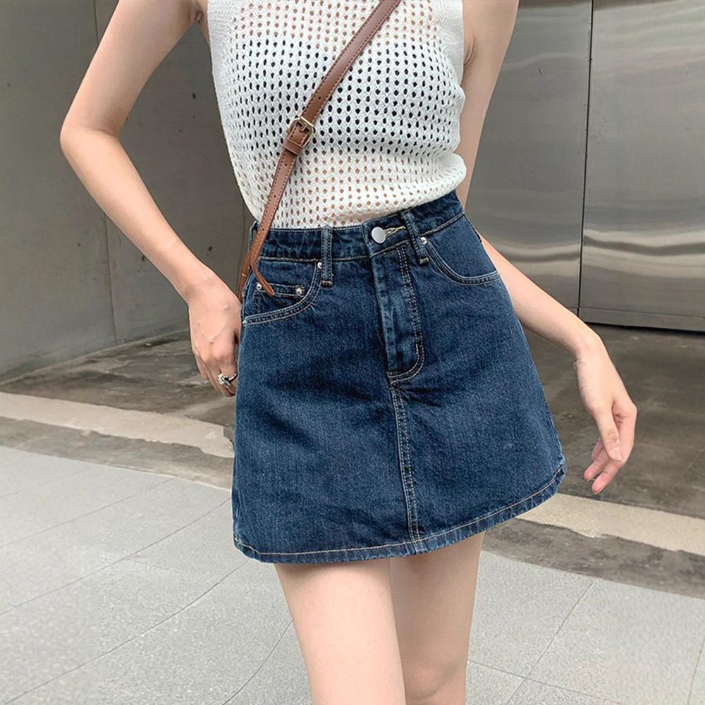 Hong Kong Style Retro Large Size High Waist Denim Skirt for Women In Summer New Style Slim Hot Girl Skirt Pants Hip Short Skirt