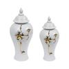 Vase Storage Jar with Lid Delicate Ginger Desk Centerpiece Decoration Home Piece Table Floral