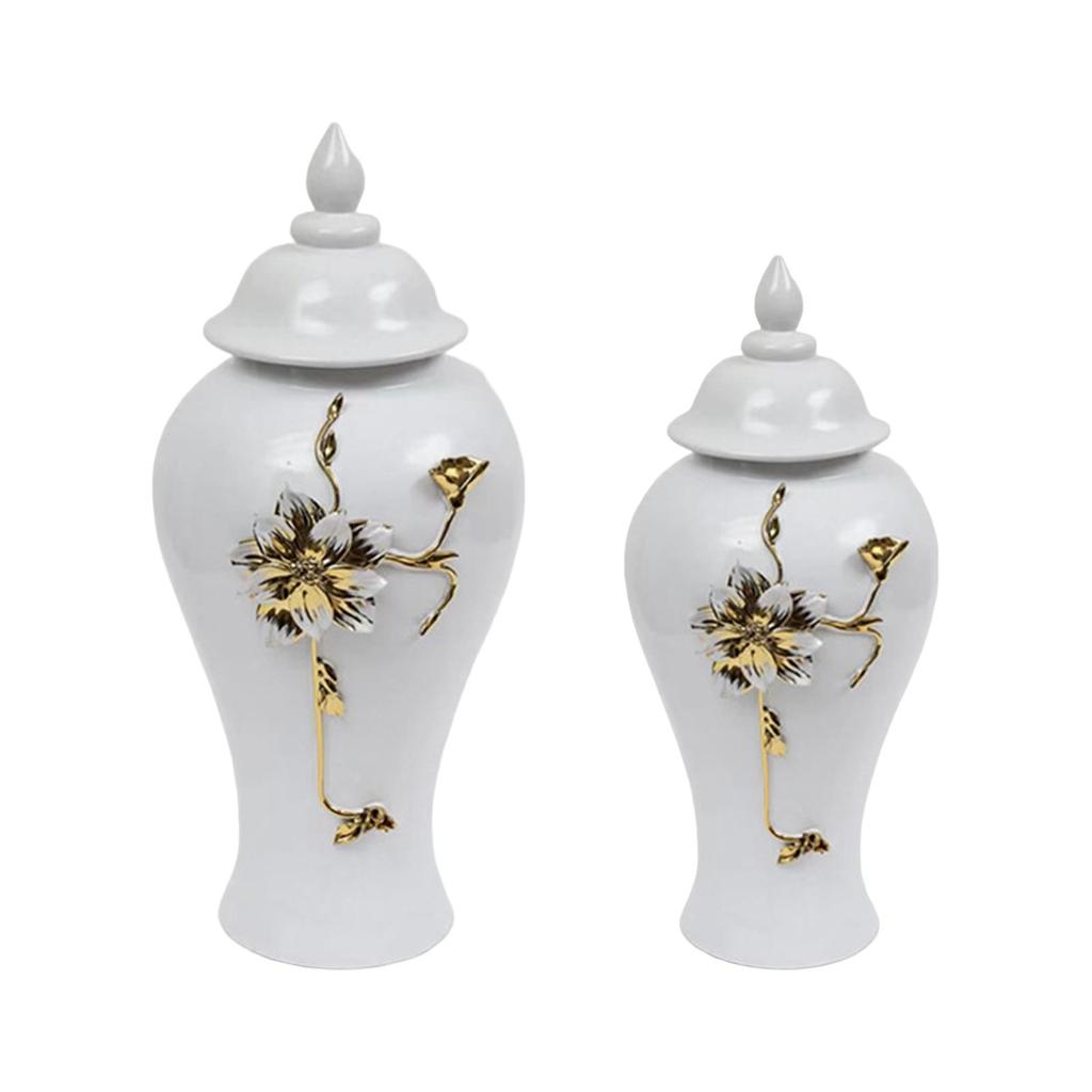 Vase Storage Jar with Lid Delicate Ginger Desk Centerpiece Decoration Home Piece Table Floral