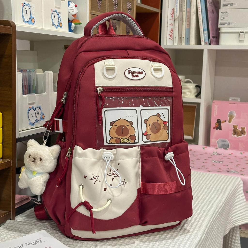 Schoolbag Contrasting Color Junior High School Student Large Capacity Schoolbag Female College Style High School Student Small Fresh Backpack Cute