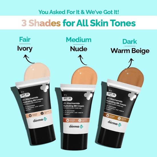 The Derma Co 2% Niacinamide Dewy, Radiant Hydrating All Skin Type Medium Coverage Bb Cream With Spf 30 Pa++ Enriched With 1% Hyaluronic Acid Complex