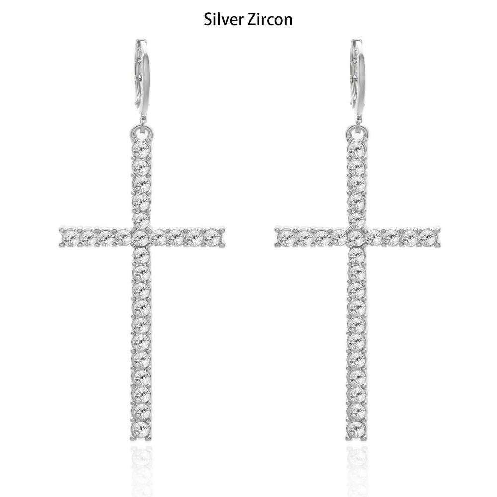 Zirkonkristall Kreuz Ohrringe Gothic Ohr Accessoire Personalisierter Kruzifix Hängeohrring Geschenk