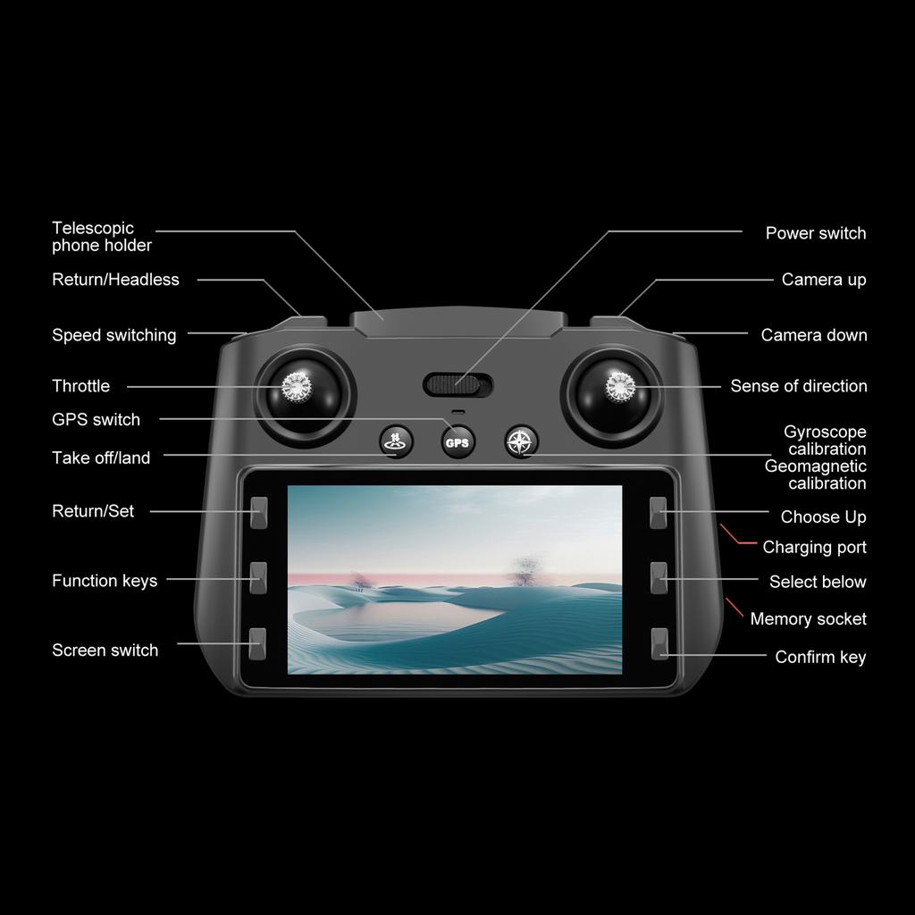 GPS Plane Remote Control Quadcopter with Dual Camera 720P Lens 5G Wifi Optical Positioning Obstacle Avoidance Aircraft Body Displa