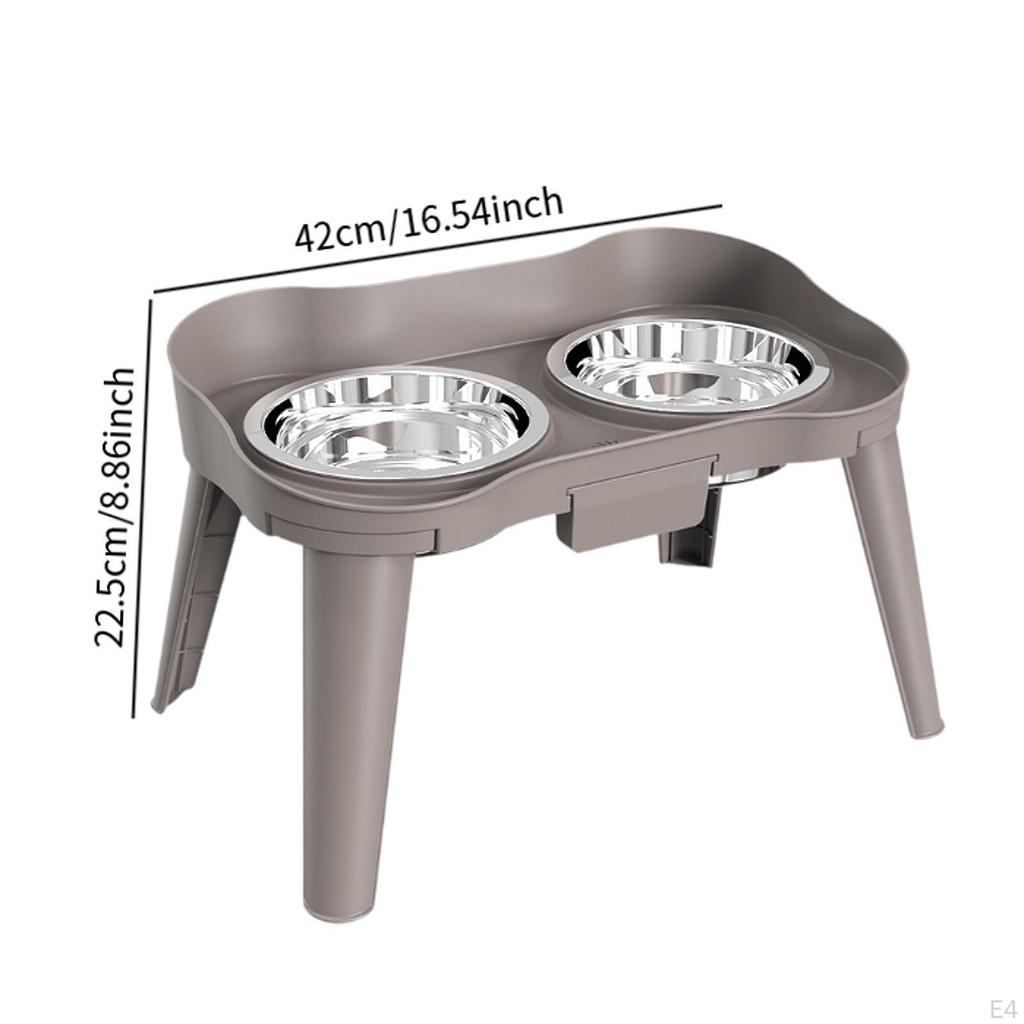 Elevated Dog Bowls Double Raised Anti Slip Feet Dish 2 Stainless Steel for Small Medium
