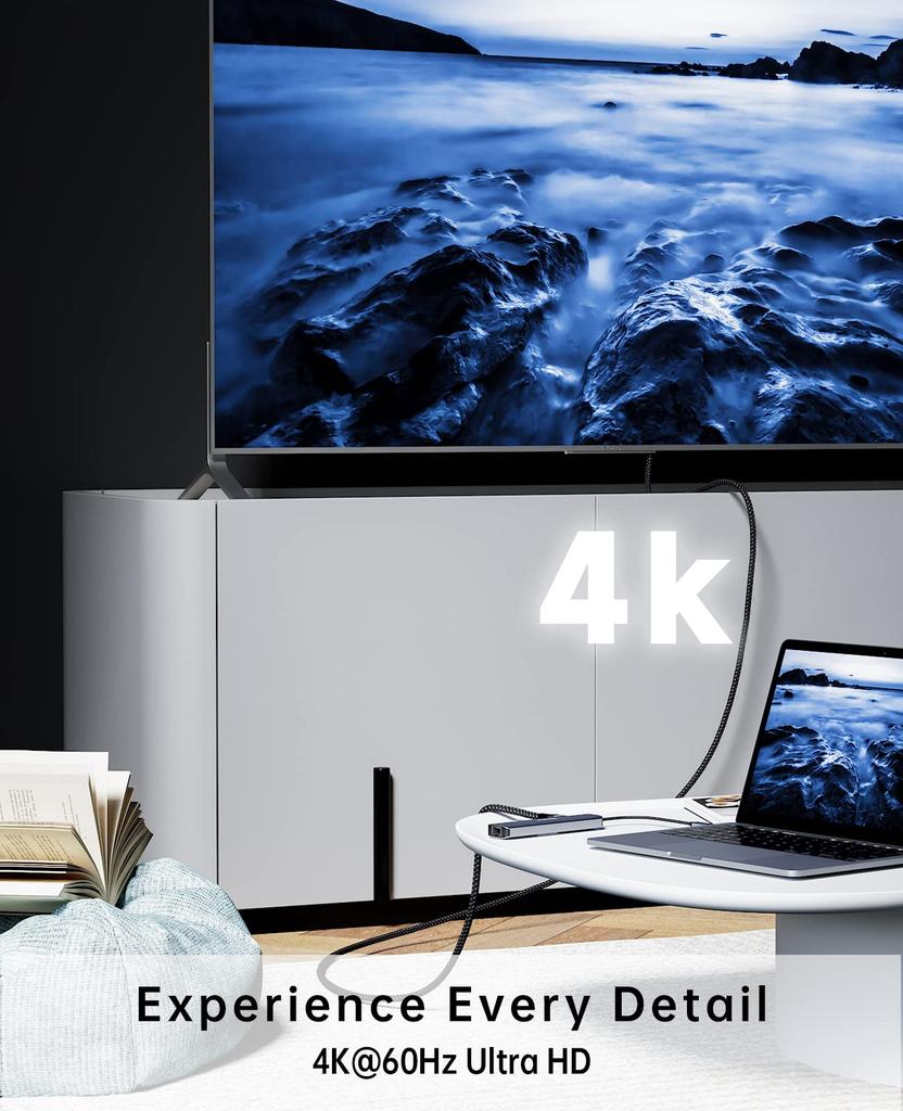 Teleadapt USB C Hub USB Hub HDMI 1Gbps Lan Hub Ethernet 100W PD Charging USB Port Hub SD TF Card Reader Compatible with MacBook MacBook iPad XPS