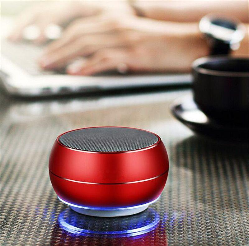 Reflective LED Light Metal Round Shape Bluetooth Speaker BT632 Black