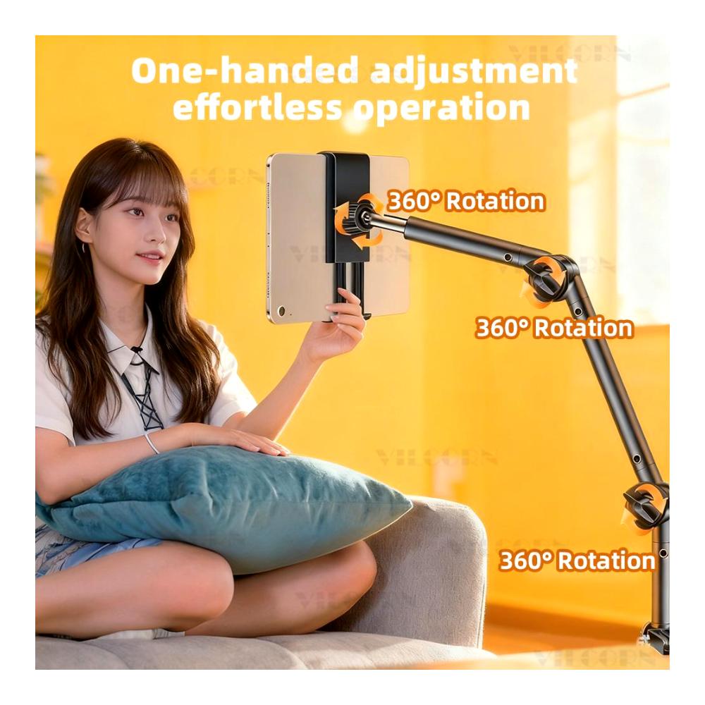 Adjustable Tablet and Phone Holder Bedside Desktop Clamp Stand for Hands-Free Viewing