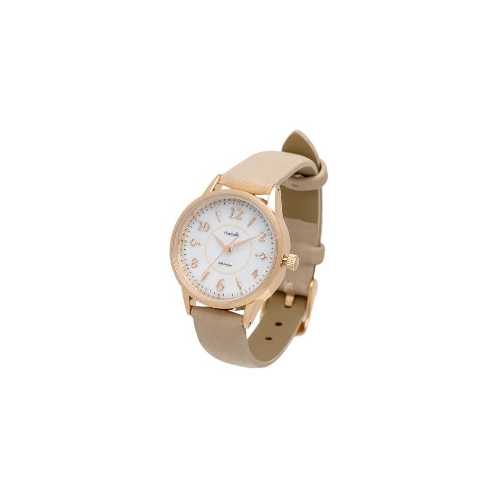 Fieldwork Analog Women s Watch Solar Powered Beige Leather Strap ASS179-1