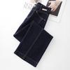 Women's 2025 Dark Blue High-Waist Slim Straight-Leg Jeans