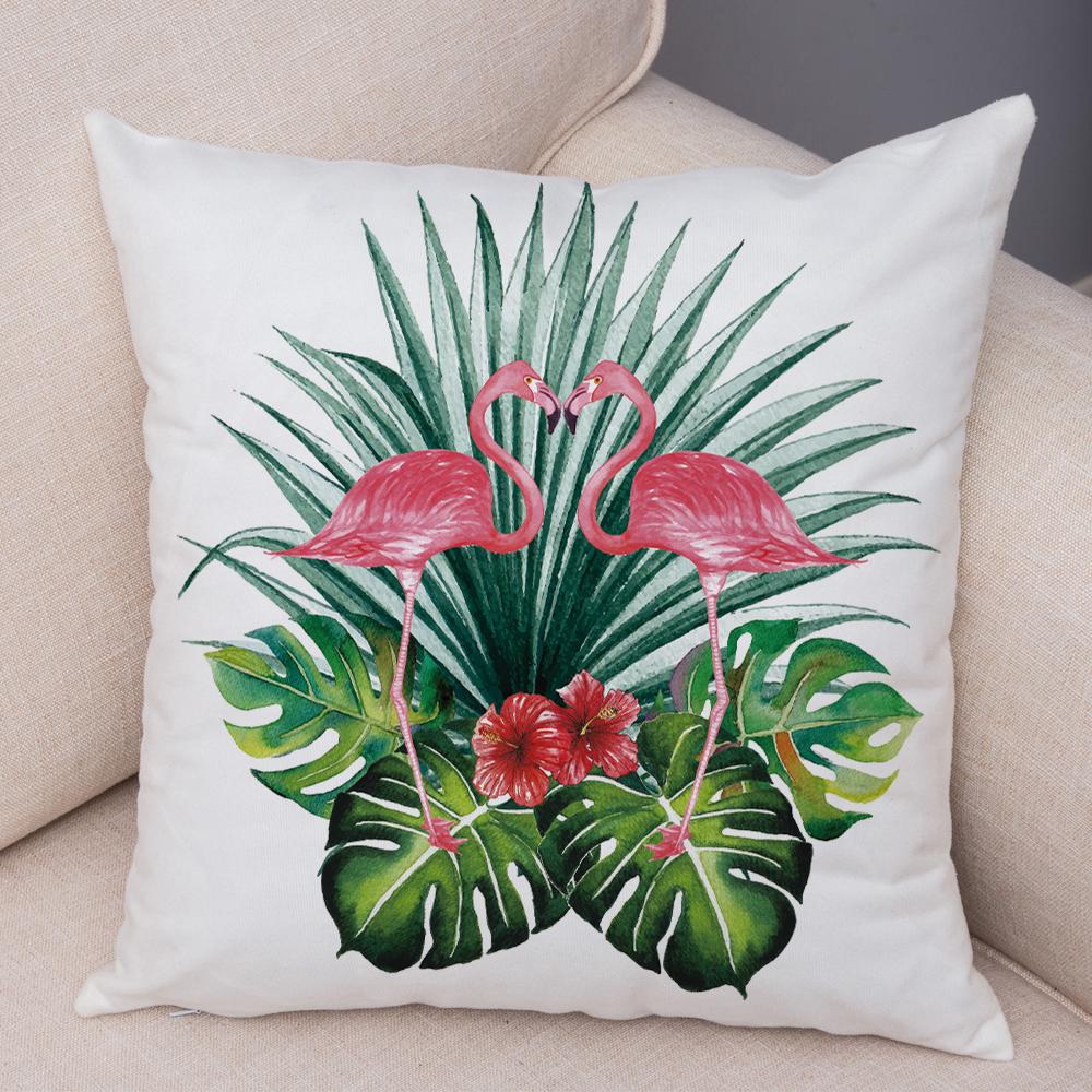 Watercolor Flamingo Cushion Cover Hand Painted Style Single Bird Design Soft Square Pillow Home Living Decor Accessory xcm