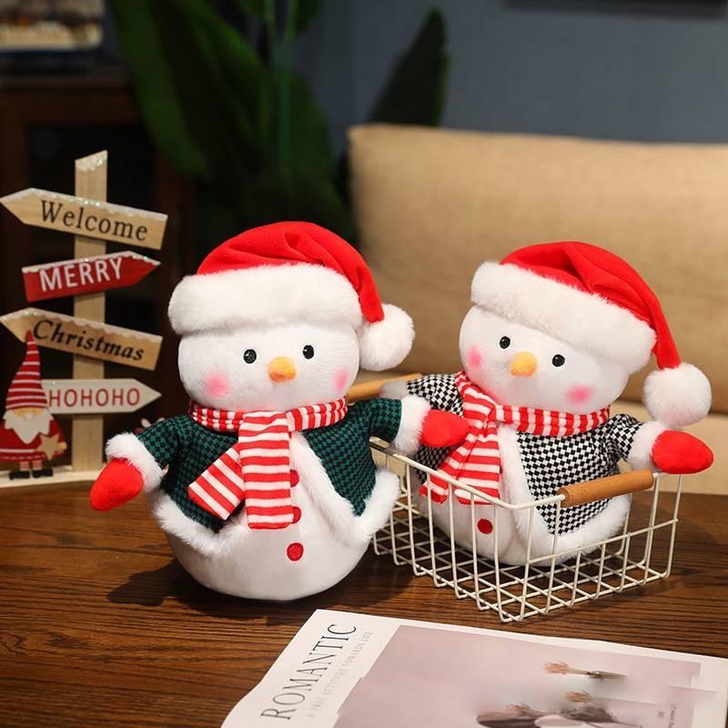 Adorable Plush Snowman Doll For Bedroom Decor Soft Stuffed Toy For Kids Christmas Gift