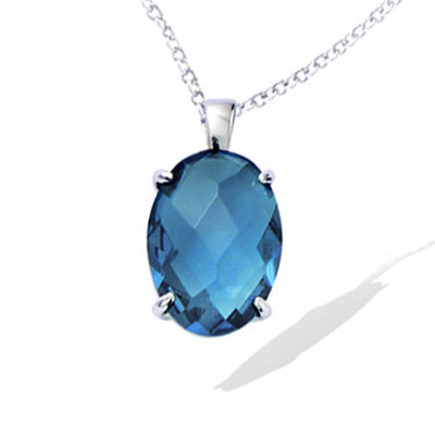 [R7407] - Silver Pendant 'Sissi' Silver Blue (rhodium) - 13x10mm (London Blue)