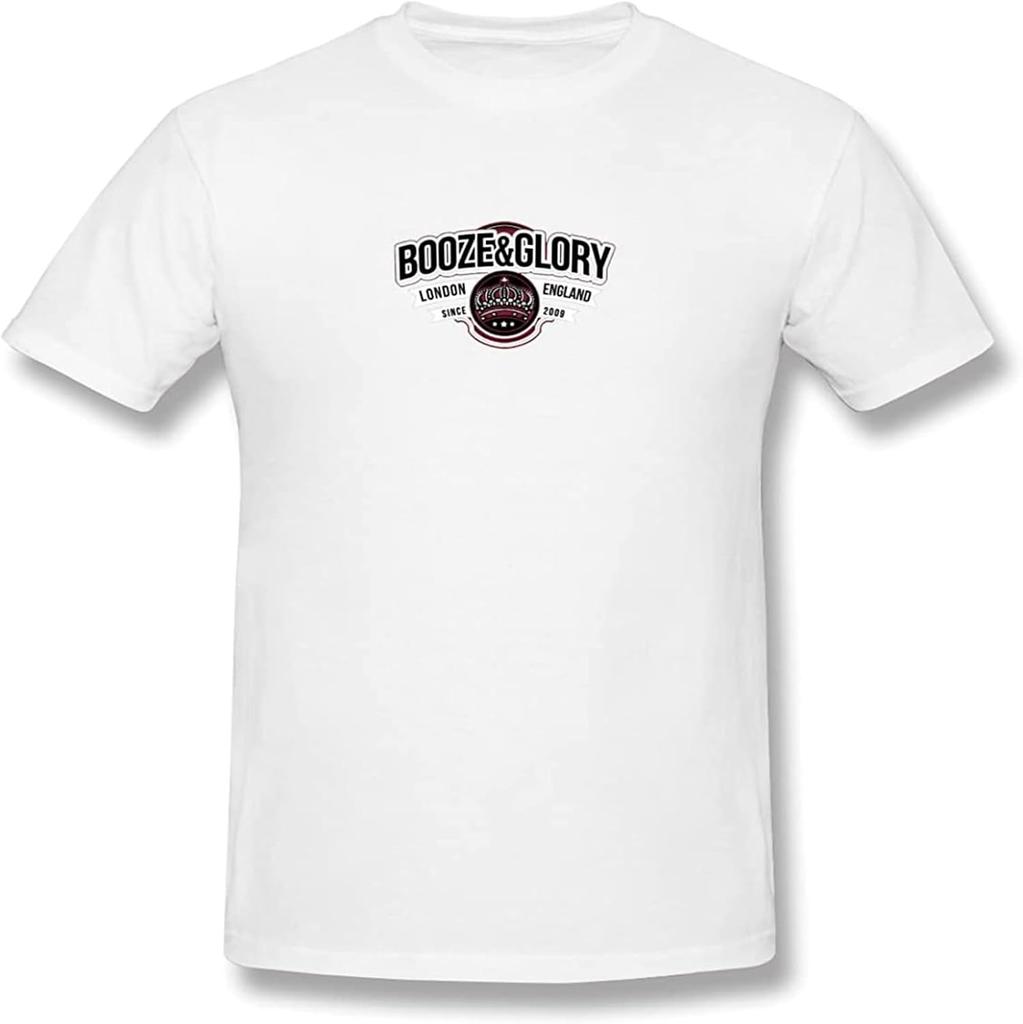Herren Freizeit Baumwolle Kurzarm T-Shirt Booze & Glory Aufdruck Rundhals T-Shirts Hip Hop T-Shirts für Herren Kleidung