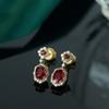 Light Luxury Earrings for Women, Retro French Earrings, Palace Style, Exquisite Red Colored Treasures