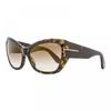 Sunglasses Cat Eye Full Rim  Havana Frame And Brown Gradient Lens Ft046052g Brown