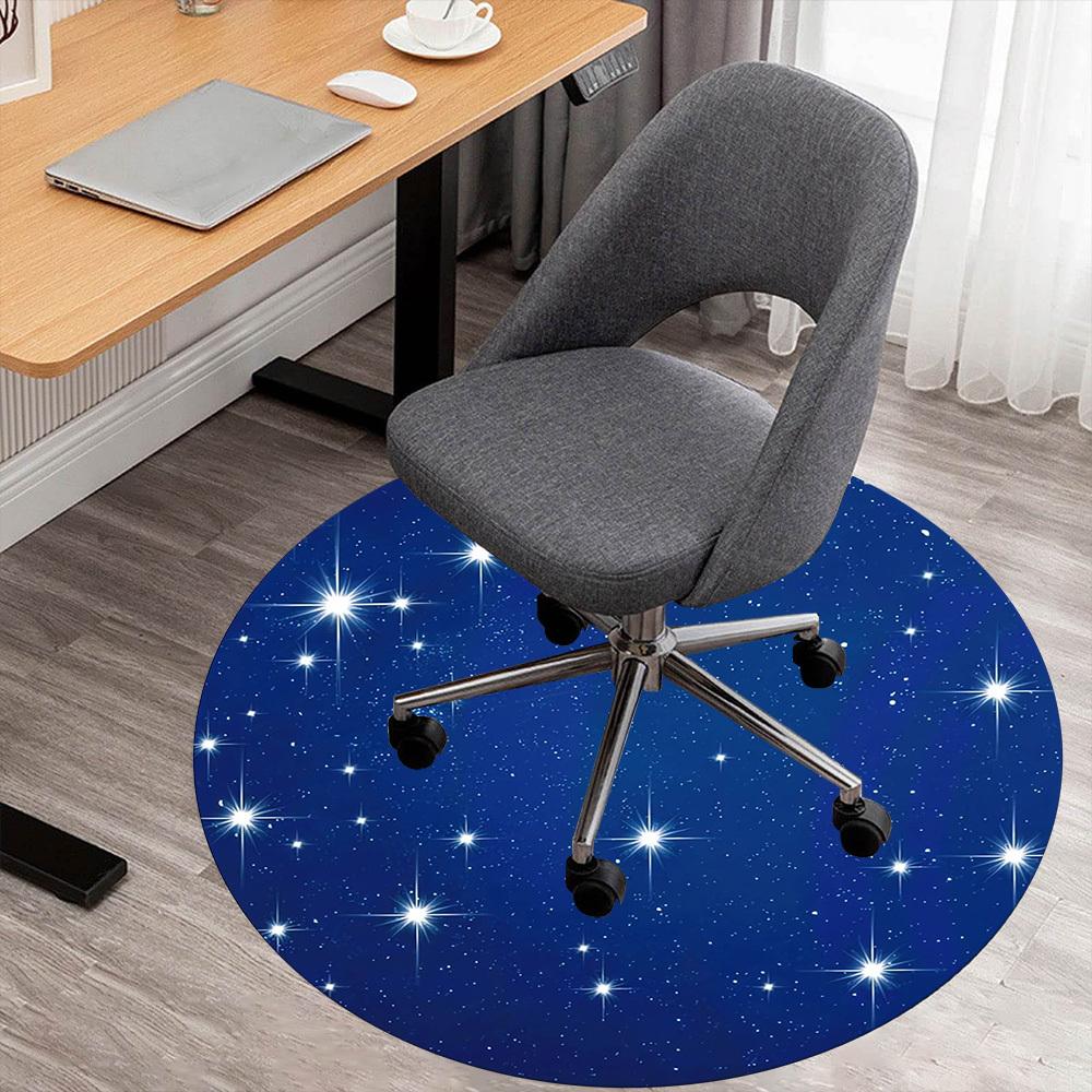 1pc Starry Sky Round Chair Mat Area Rug - Non-Slip, Floor Mat for Office, Bedroom, Home Decor Christmas Gift P0811314