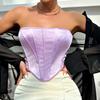 Diamond-Shaped Shiny Tube Top: Navel-Baring, Backless, Fishbone Vest