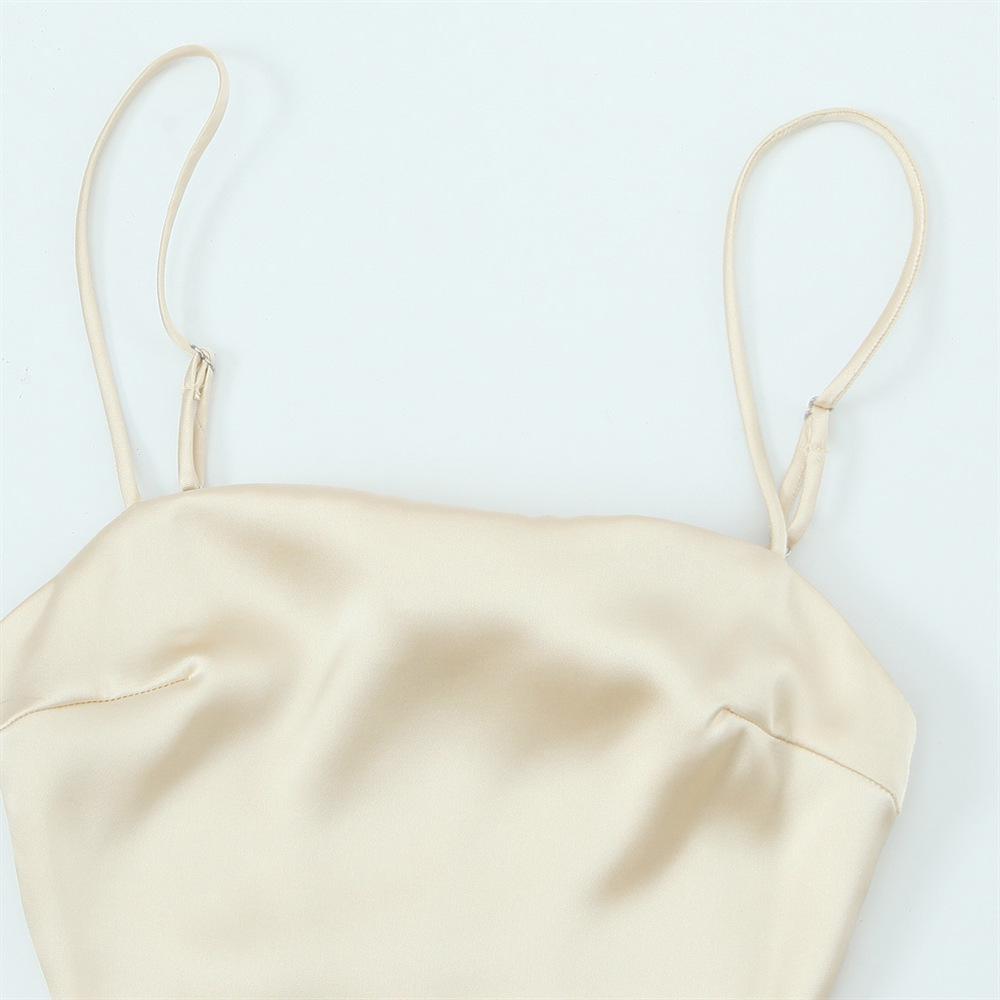 2025 Spring/Summer Women's Slim Silk Satin Scarf Patchwork Dress