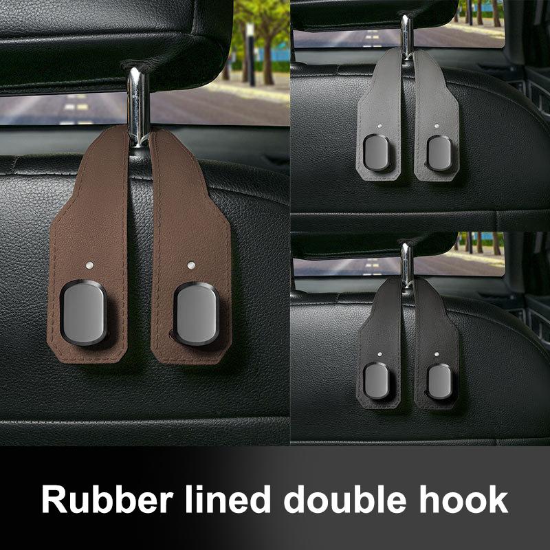 2 i 1 Bil Nakkestøtte Krok Premium Semsket Baksete Hengende Dobbel Krok 15 kg Stor Bærende Legeringskrok Henger Universell