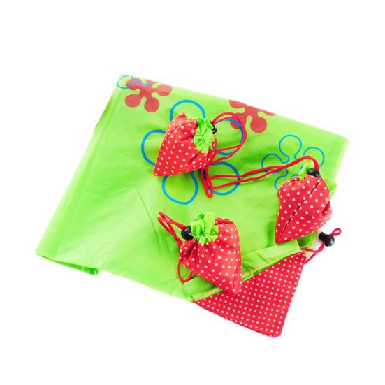 10L Organizer Bag with Handle Item Storage Lightweight Strawberry Folding Grocery Shopping Bag for Lady