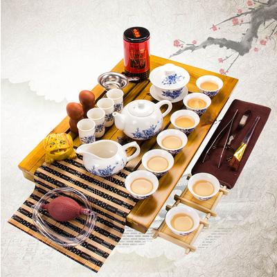 Hot Sale Yixing Ceramic Kung Fu Tea Set Solid Wood Tray Teapot Tea Suit Chinese Tea Ceremony kung fu set