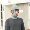 Unisex Warm Fleece Lined Knitted Hat Set for Men Winter Cycling Windproof Cold Proof Large Brim Woolen Overhead Accessory
