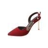 Fashion Baotou Sandals Women's Spring New Pointed Head Shallow Mouth Metal Buckle After Empty Stiletto Heels