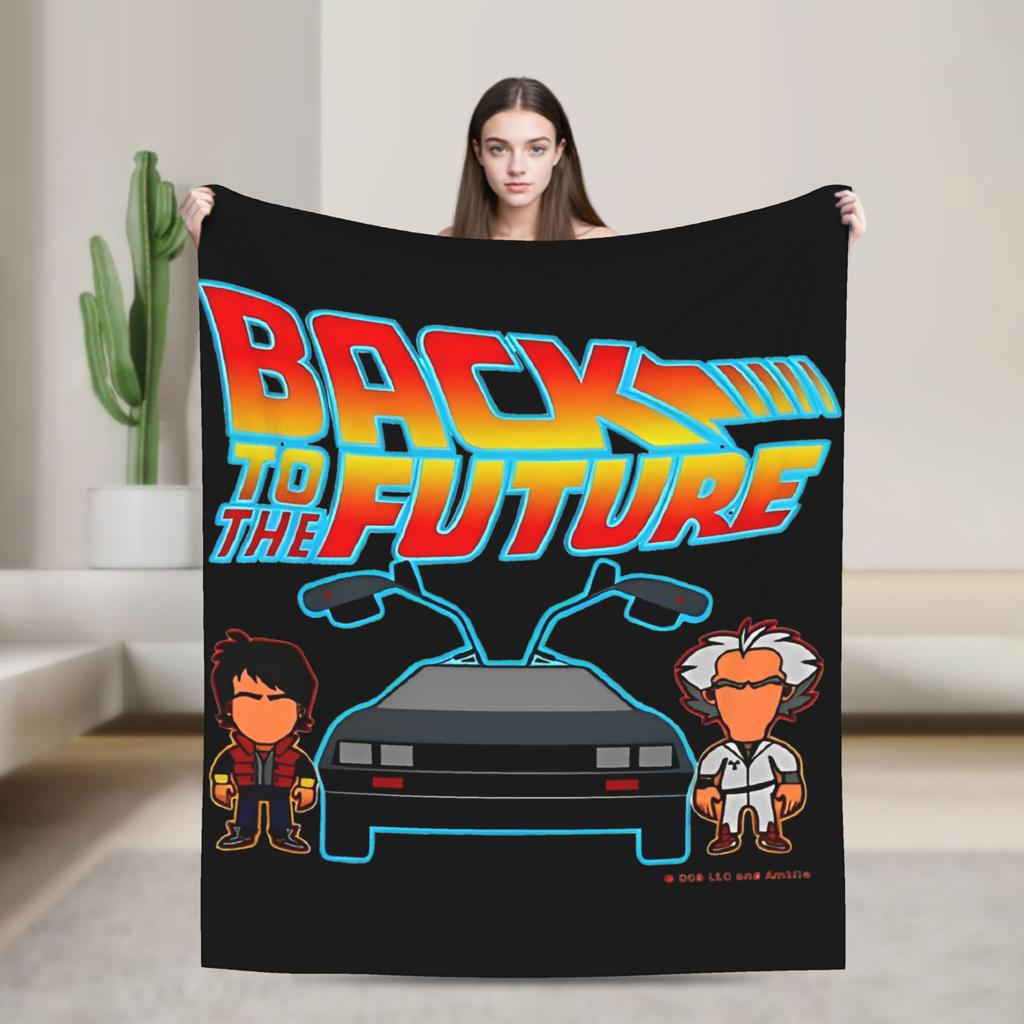 Delorean Back To the Future 80s Style Knitted Blanket Car Time Machine Flannel Throw Blankets Couch Printed Thin Multifunction