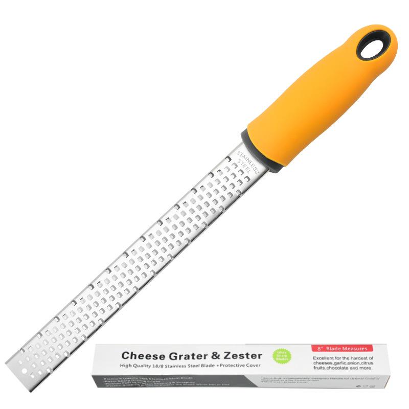Versatile 304 Stainless Steel Grater with Rubber Handle - Cheese, Potato, Lemon Zester