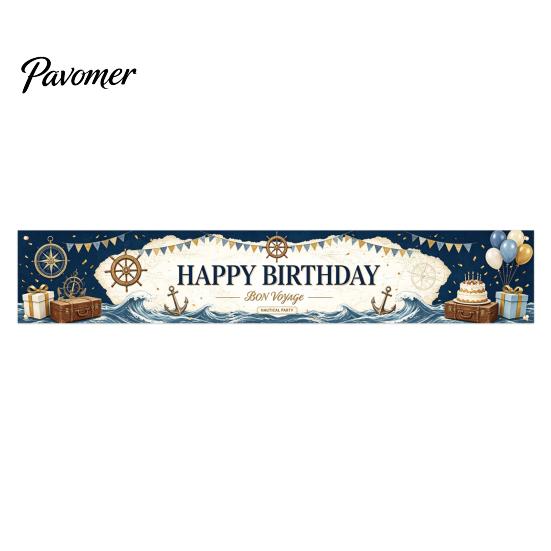 Birthday Decoration Banner Large Happy Yard Sign, 70 x 15 Inch Neon Cyberspace Theme Outdoor Backdrop for Boys Girls Party Supplies Portable