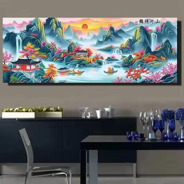 

Цзяннань Чудесные Горы Большая 5D DIY Алмазная Живопись Вышивка Крестом Реки Пейзаж Полная Мозаика из Страз Наборы для Вышивания Full Round 40x120CM