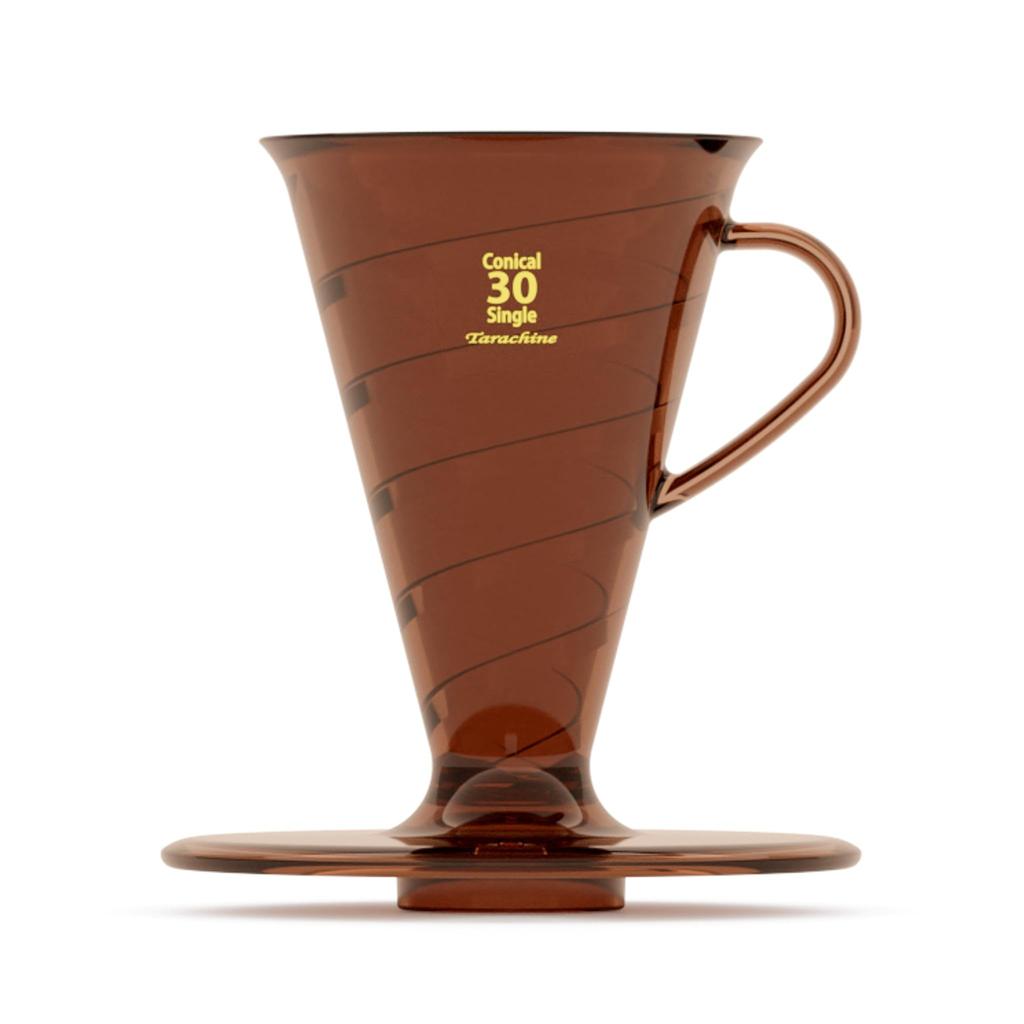 Kónický 30 Jednoúhlový kávový dripper Průhledný dripper Tarachine Jednoporcová odměrka s papírovým filtrem (Jasná hnědá)