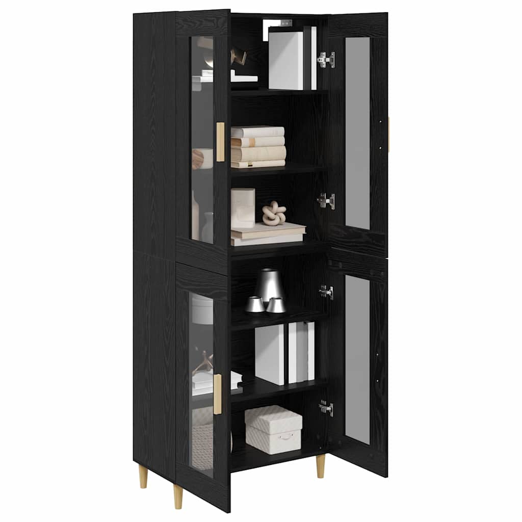 Highboard in Black Oak Look 69.5 x 34 x 180 cm Engineered Wood