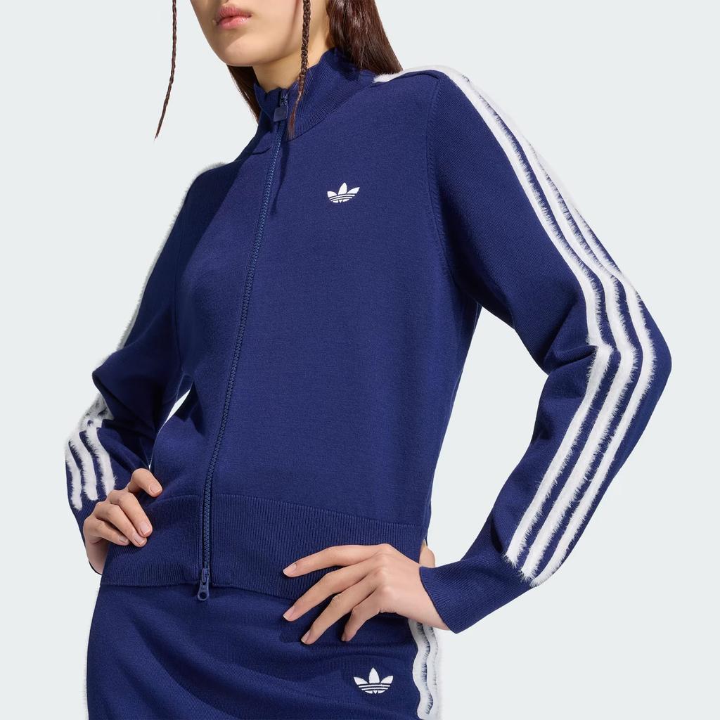 Women's Adidas Originals Jackets Women's Dark Blue/White Turtleneck Moderate Straight Fit
