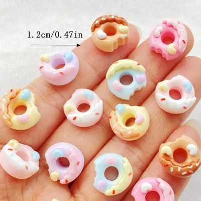 20pcs Resin 3D Colorful Donut Candy Flatback Cabochon Simulation Foods Scrapbook DIY Bow Embellishments Figurines Crafts