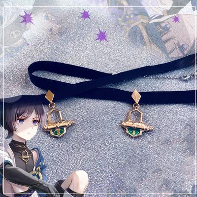 Game Genshin Impact Scaramouche Necklace Wanderer Kunikuzushi Cosplay Women Pendant Choker Balladeer Jewelry Accessories Gifts
