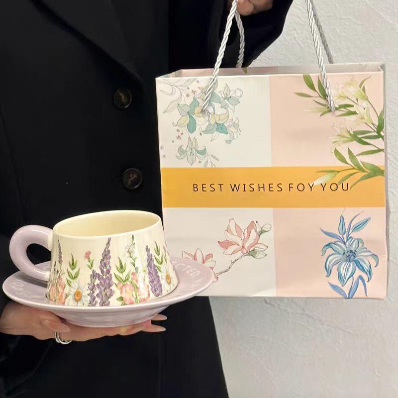 Retro Office Water Cup Girls High Value Coffee Cup Exquisite Ceramic Cup Set Souvenir Birthday Gift