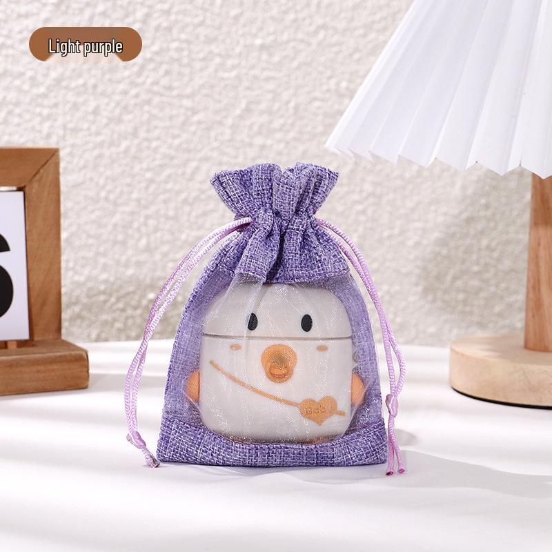 Drawstring Linen Jewelry Gift Bag - Composite Linen Storage Bag Available