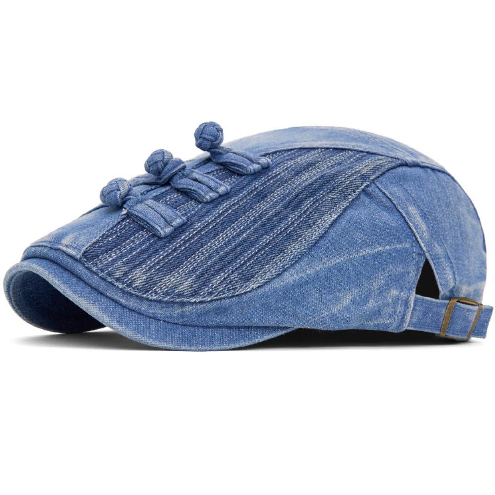 HT4886 Mens Berets Women Retro Floral Artist Painter Beret Hat Male Female Spring Autumn Ivy Flat Cap Adjustable Denim Beret Cap