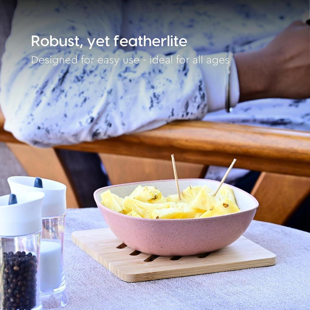 Set mit 6 umweltfreundlichen Mehrzweckschüsseln für die Küche | 600 ml | Hergestellt aus Bambusfasern und Reishülsen | Mikrowellengeeignet B